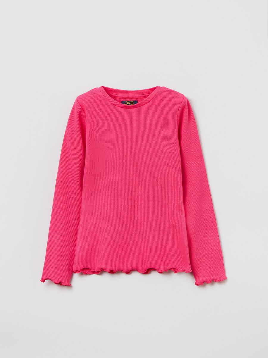 Long-sleeve T-shirt with scalloped trims_0