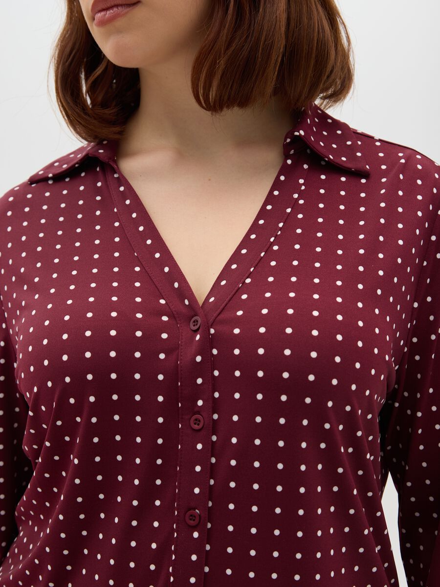 Burgundy Long Sleeve T-Shirt with Collar_3