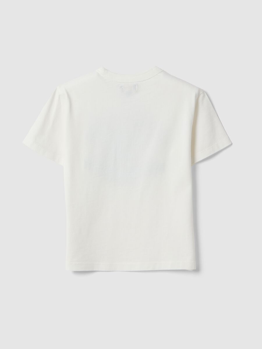 Pure cotton white children's T-shirt regular fit with print_1