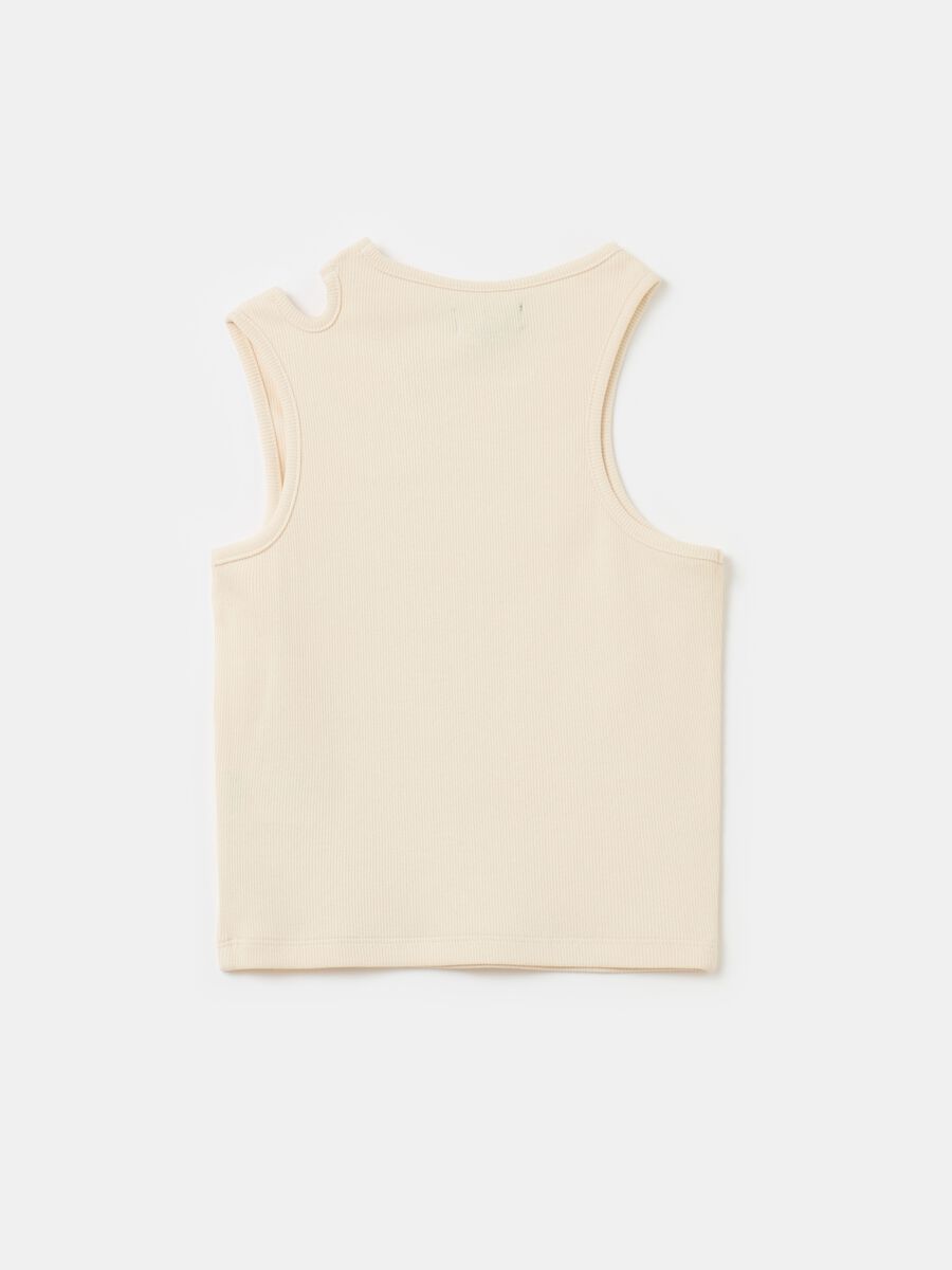 Asymmetric tank top with cut-out detail_1