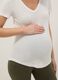 White maternity t-shirt with V-neck in stretchy cotton and modal_3