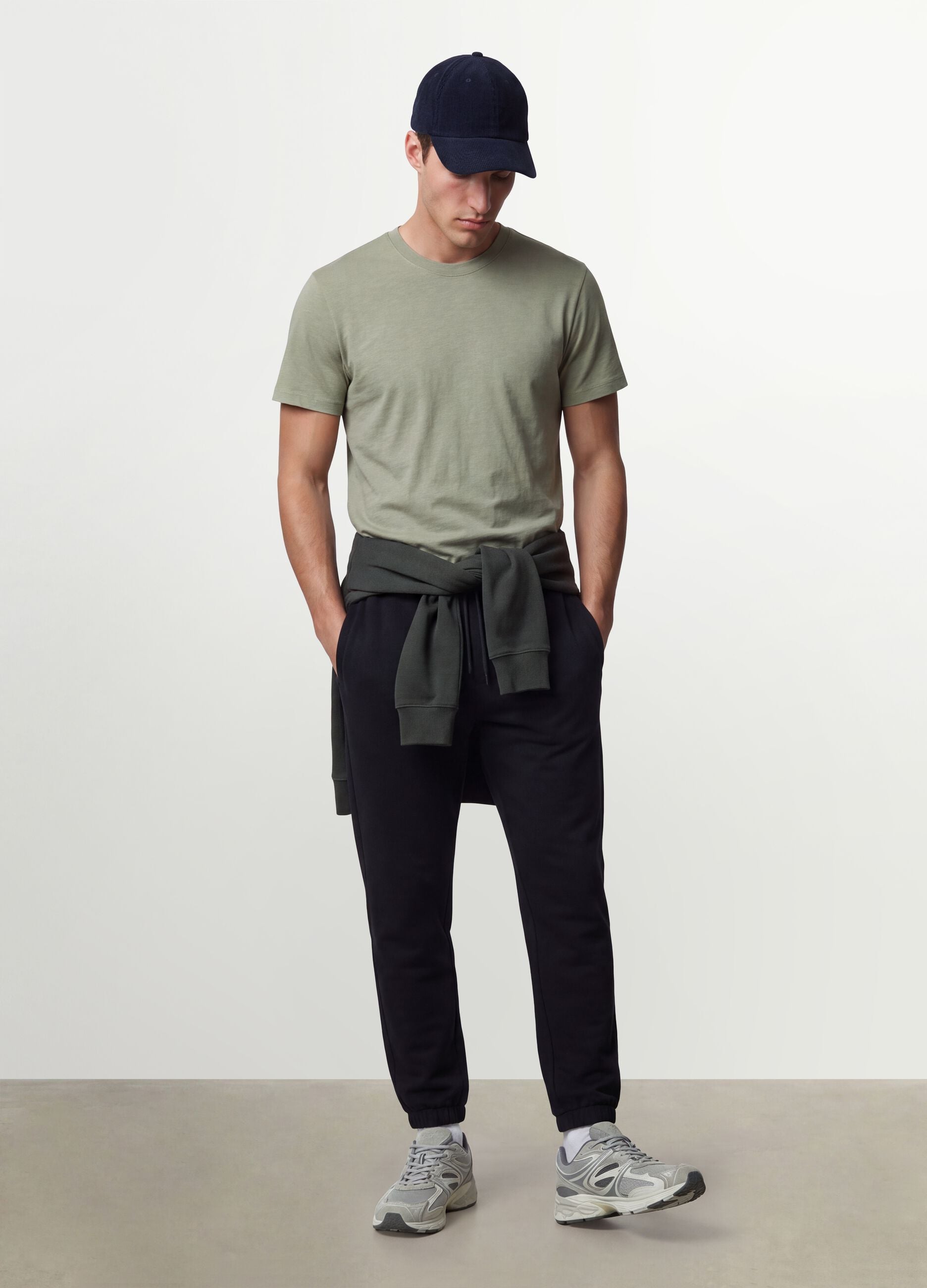 Grey regular-fit short-sleeve pure cotton T-shirt