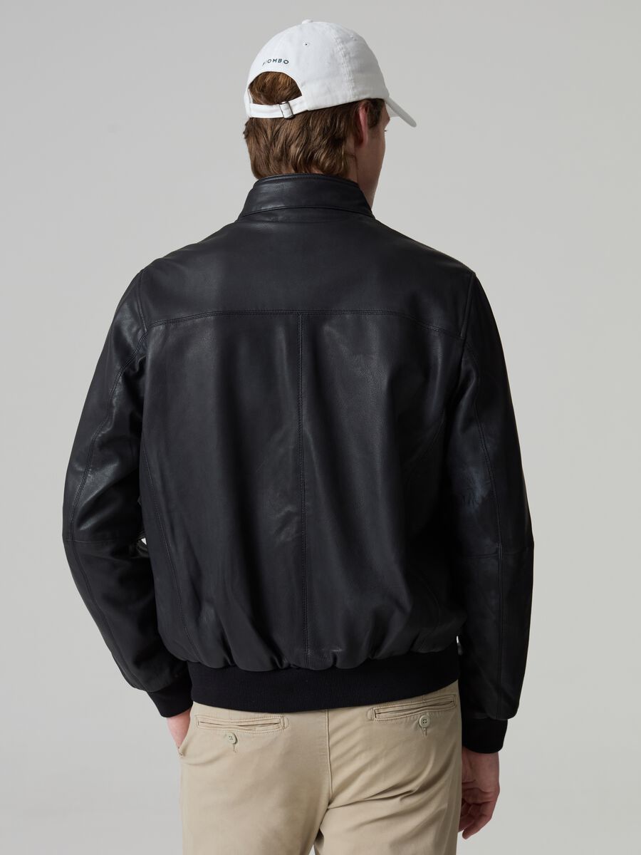 Leather bomber jacket with high neck_2