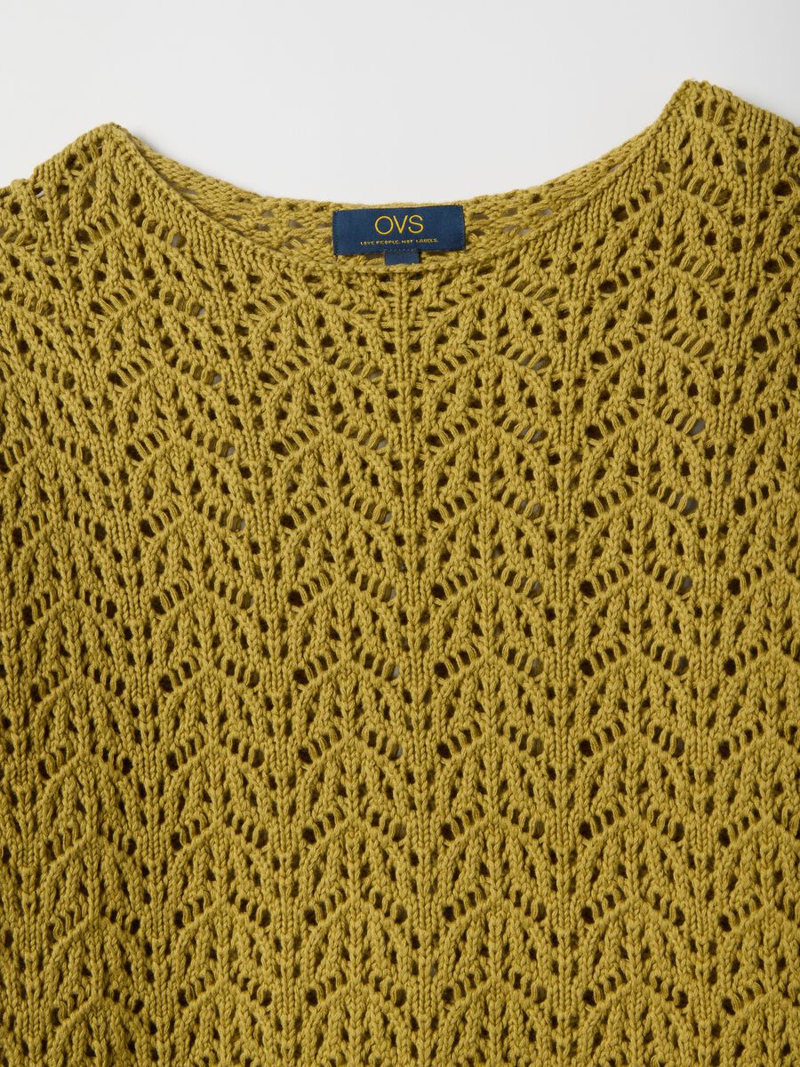 Pure cotton yellow jumper regular fit with perforated pattern_1