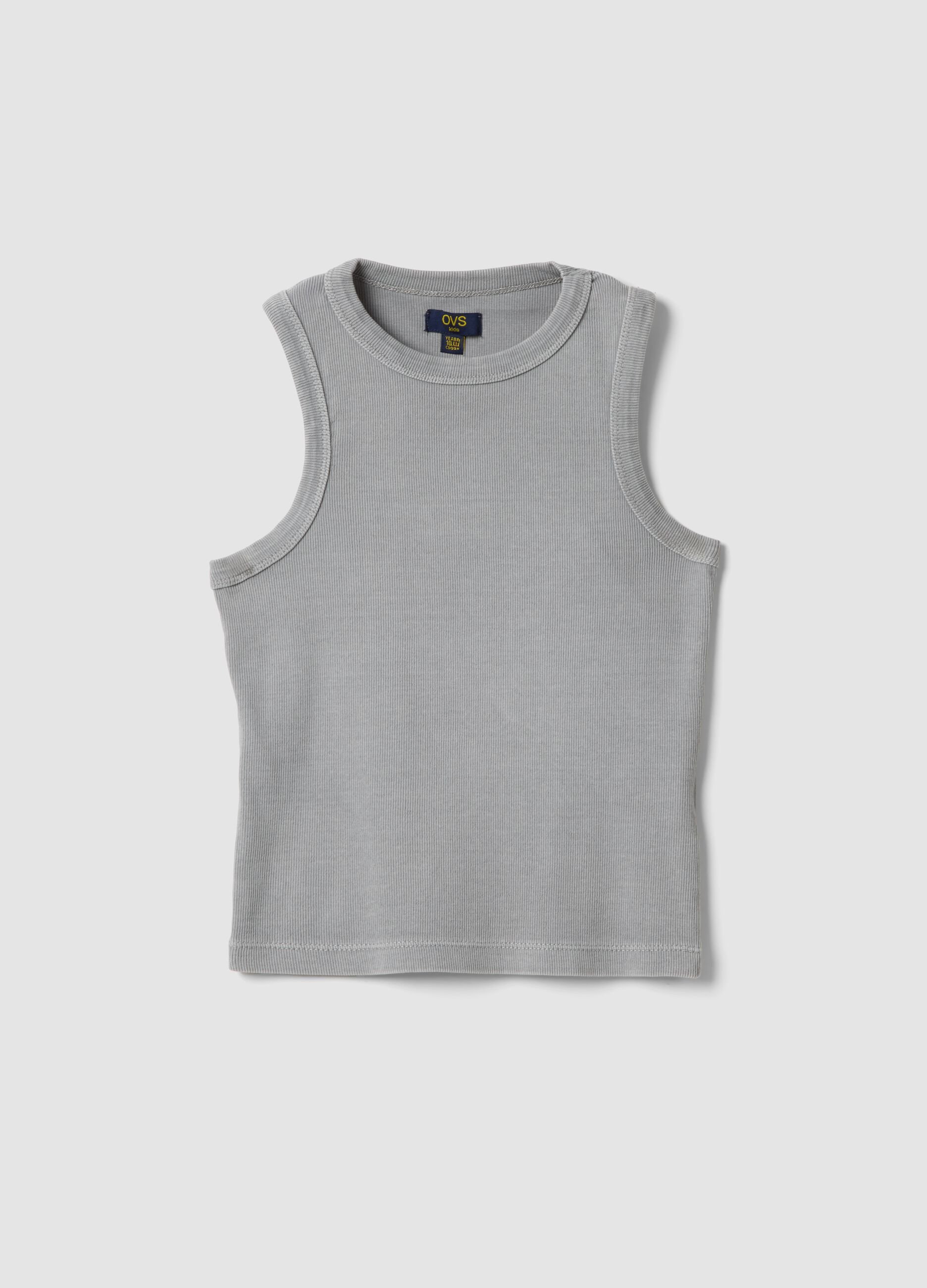 Grey stretch cotton tank top