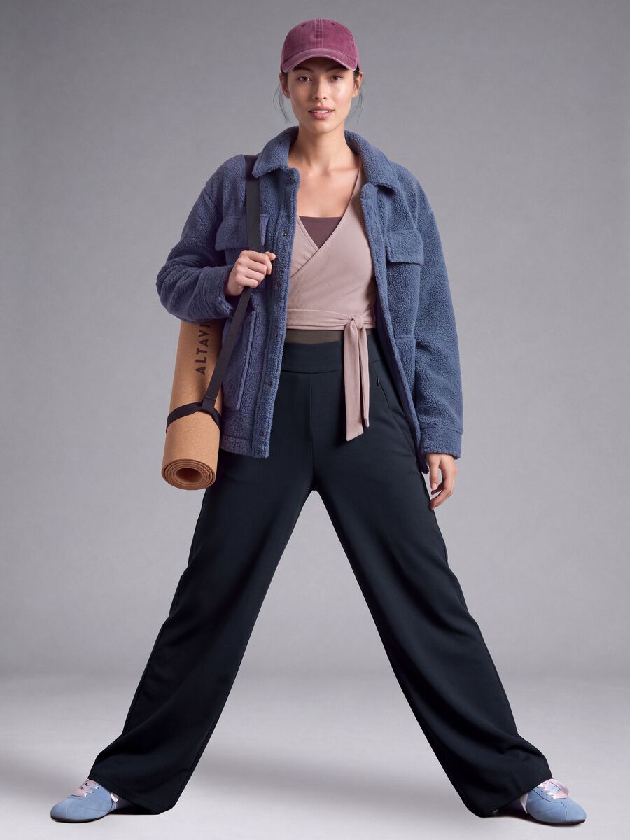 Blaue Wide-Leg-Hose aus Stretchmaterial ALTAVIA STUDIO_0