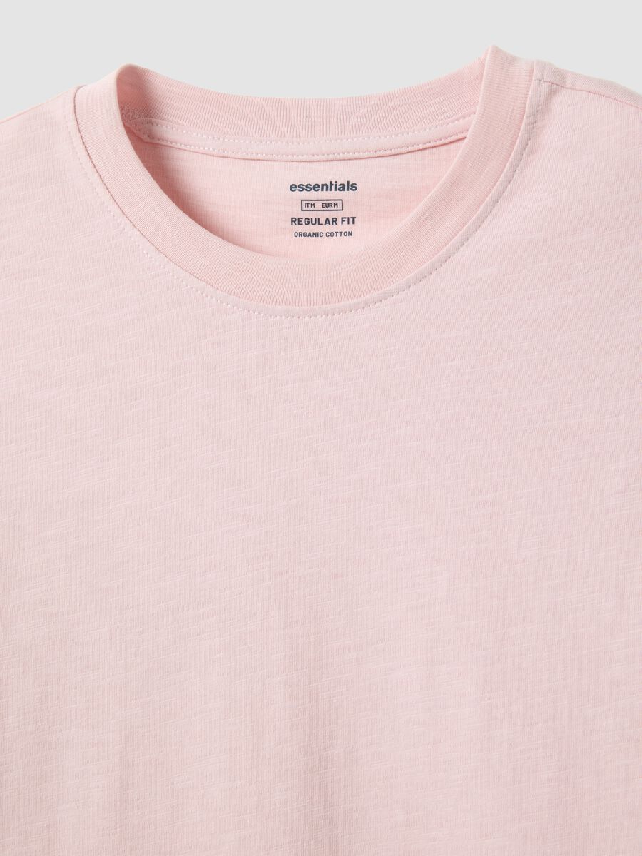 Short-sleeve pink pure cotton regular fit t-shirt_5