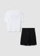 Schwarz-weisses Jungen-Set aus reiner Baumwolle mit Print, Oversize-Passform_4