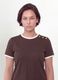 Brown pure cotton T-shirt with buttons, regular fit_1