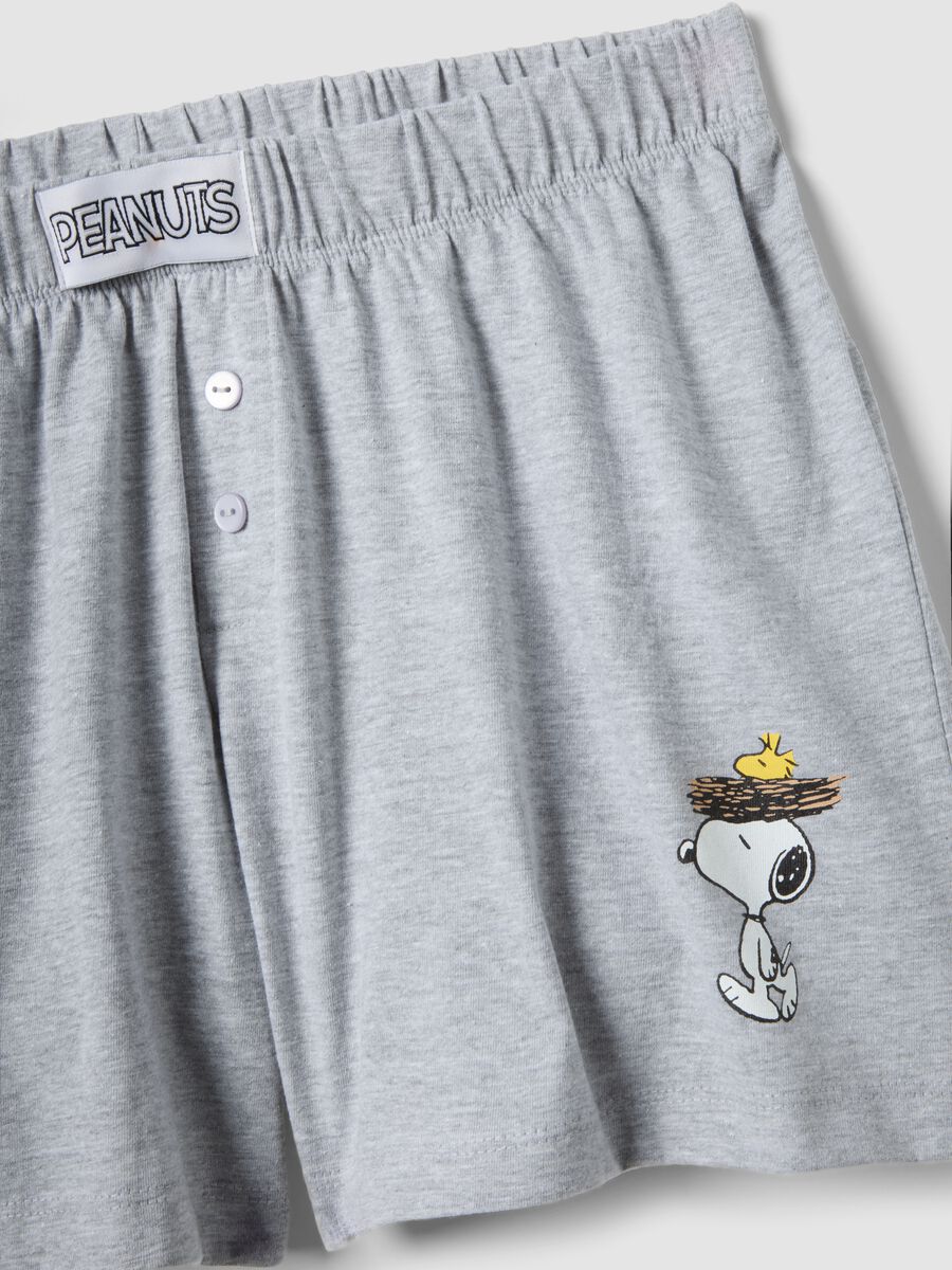 Pyjama court bleu et gris en pur coton avec imprim&eacute; Peanuts_5