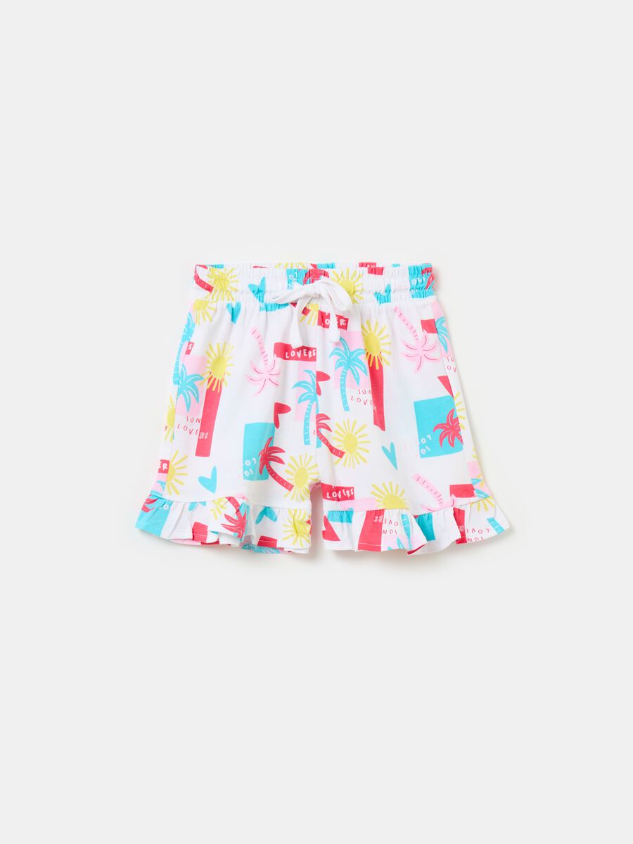 Cotton shorts with frills and drawstring_0