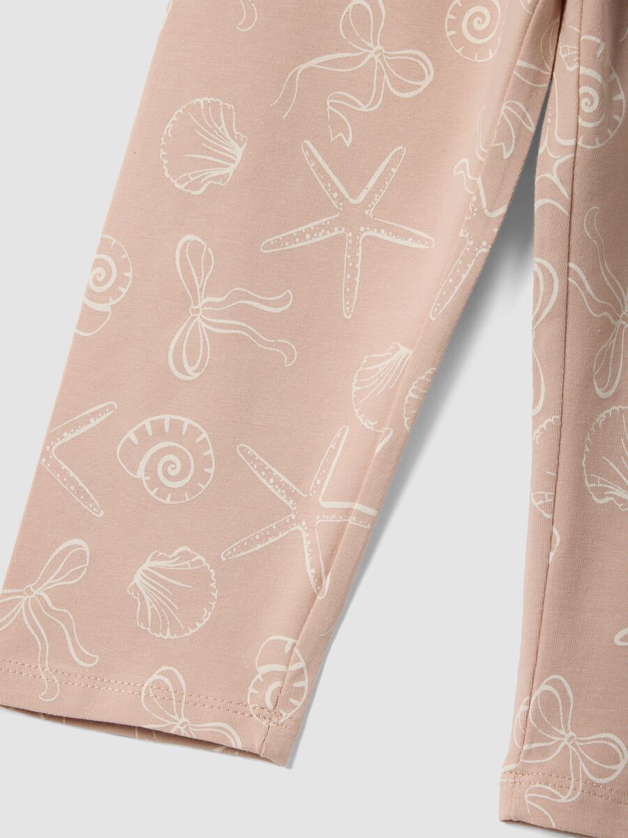 Girls&rsquo; pink skinny leggings in stretch cotton with prints_2