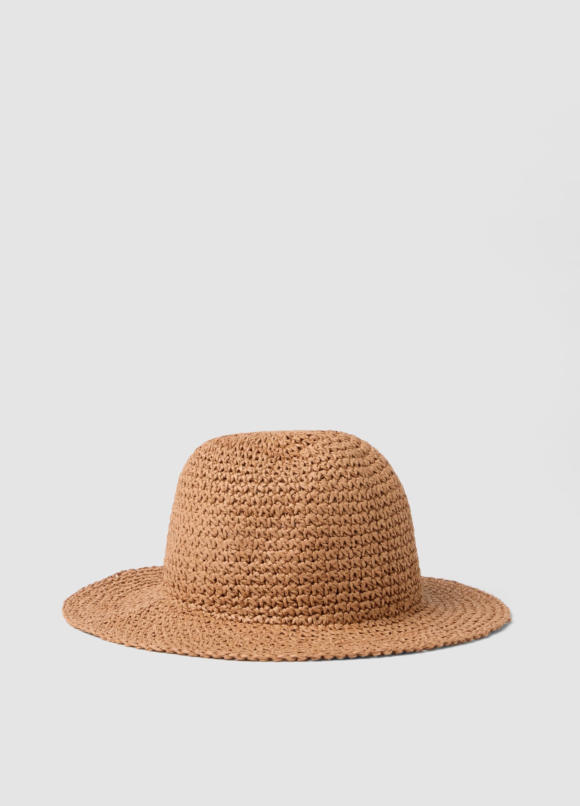 Panama hat in pure brown paper fabric