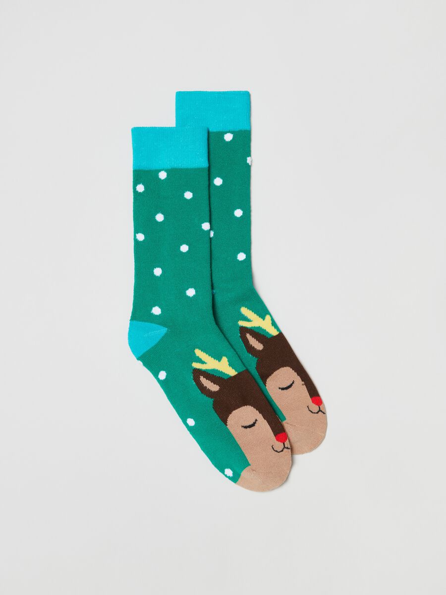 Calcetines cortos con estampado navideño reno_0
