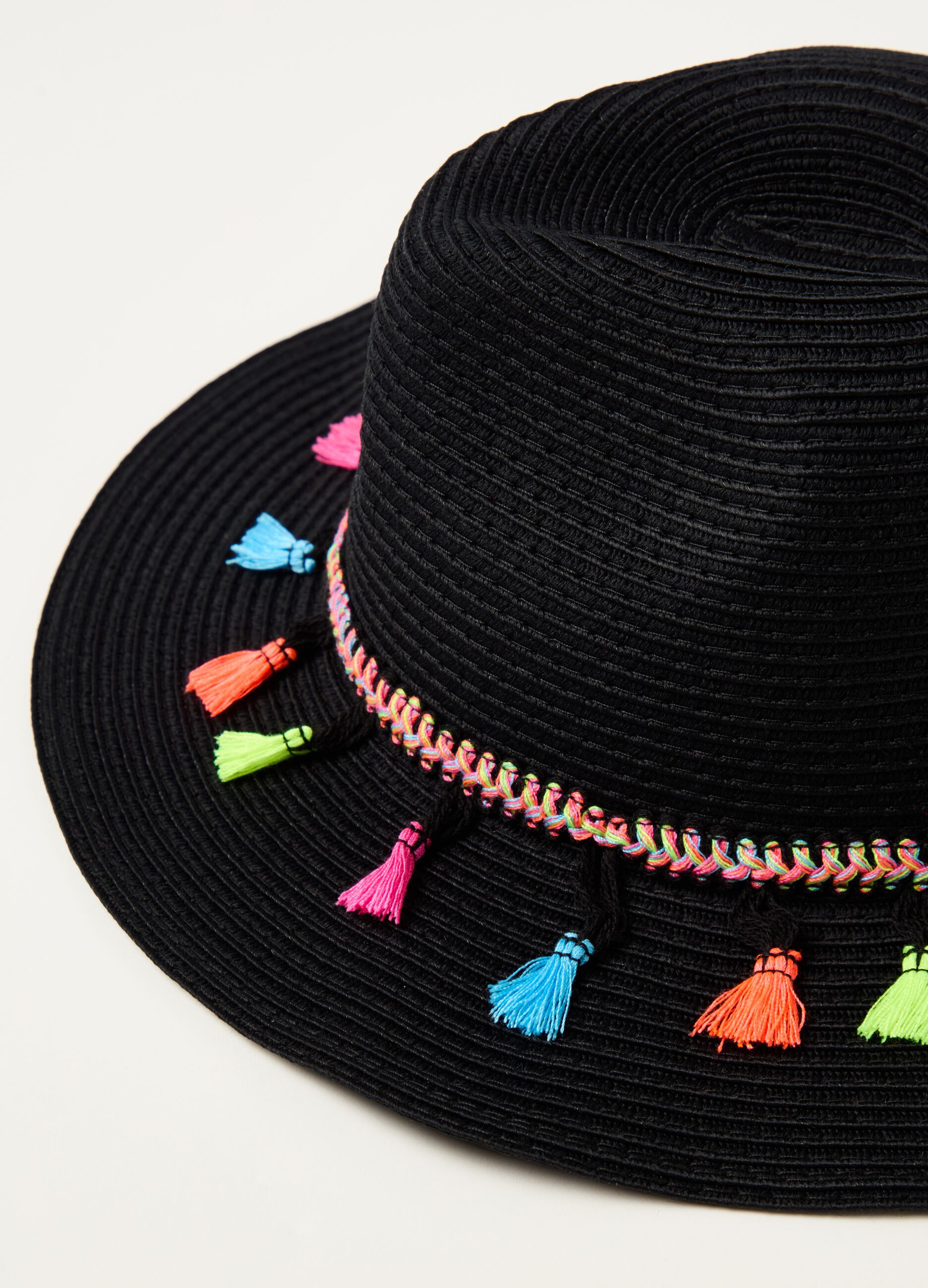 Trilby hat with tassels