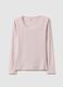 Pink crew neck long sleeve top in regular fit cotton blend_4
