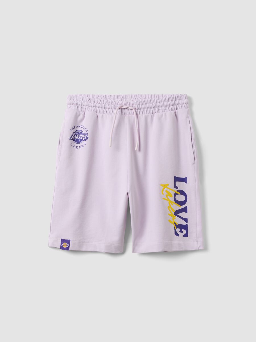Girls' purple pure cotton shorts with Lakers prints_3