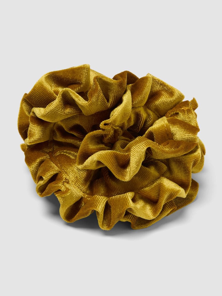 Scrunchie giallo effetto vellutato_1
