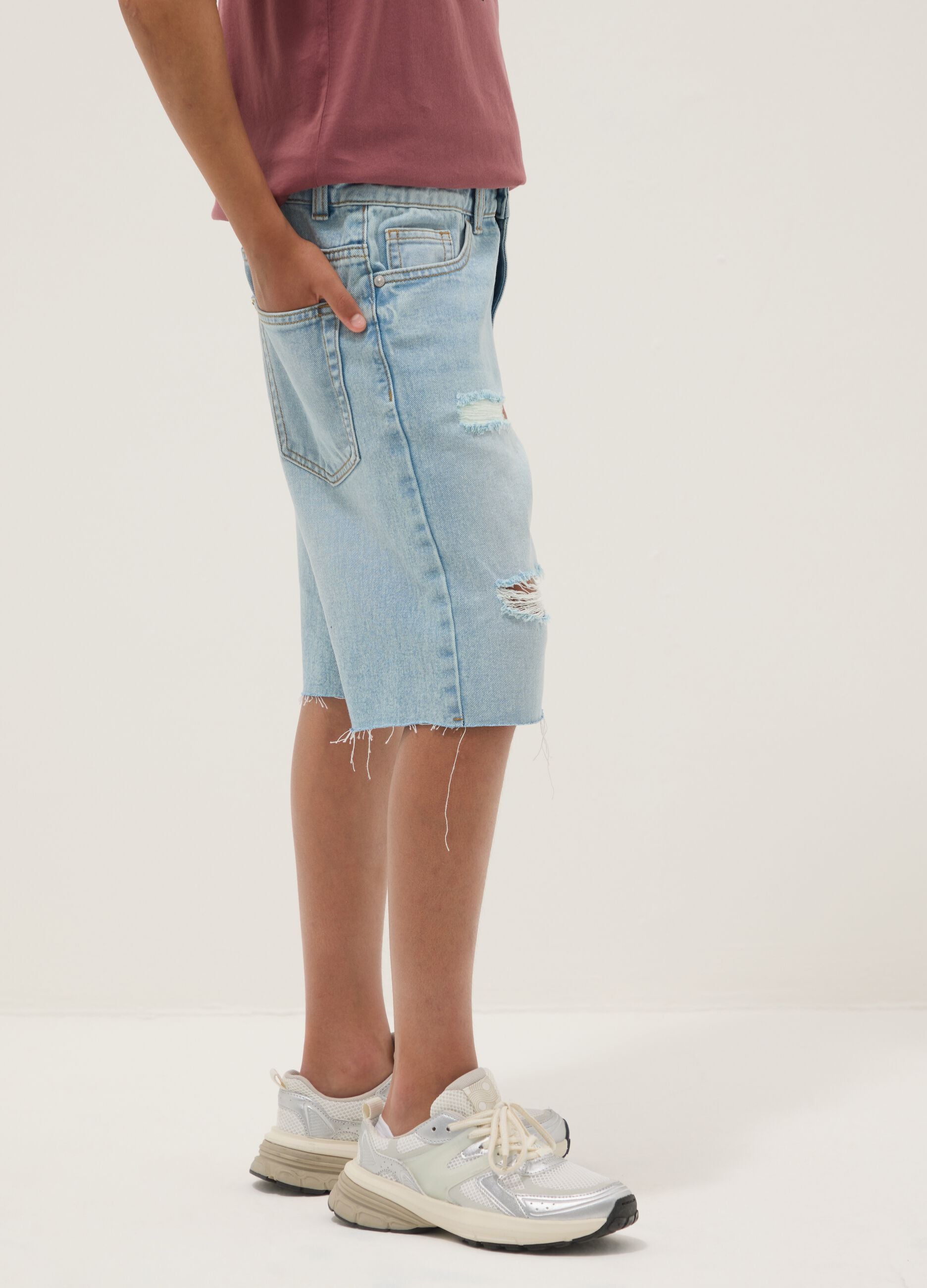 Boys&rsquo; light blue denim shorts, regular fit