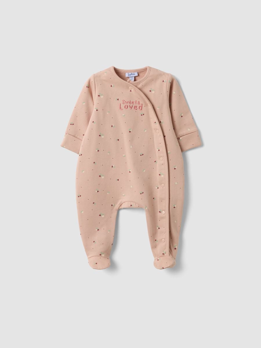 Tutina rosa in puro cotone organico con fantasia fiori per neonata_0