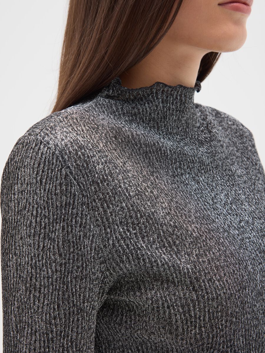 Grey long-sleeve lurex top_3