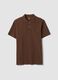 Brown pure cotton piqu&eacute; polo shirt with classic collar, regular fit_0