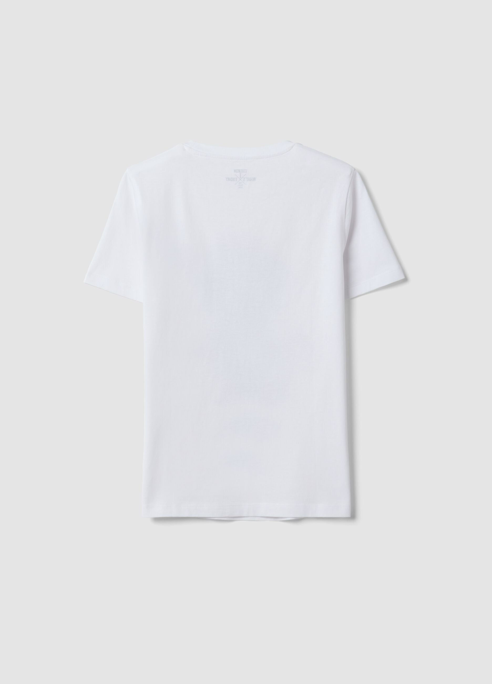 T-shirt bianca in puro cotone jersey e stampa cagnolino regular fit