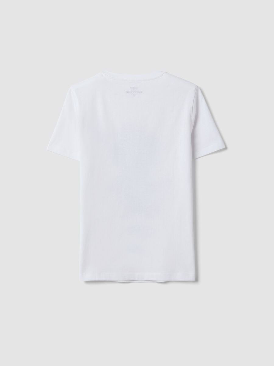 T-shirt bianca in puro cotone jersey e stampa cagnolino regular fit_5