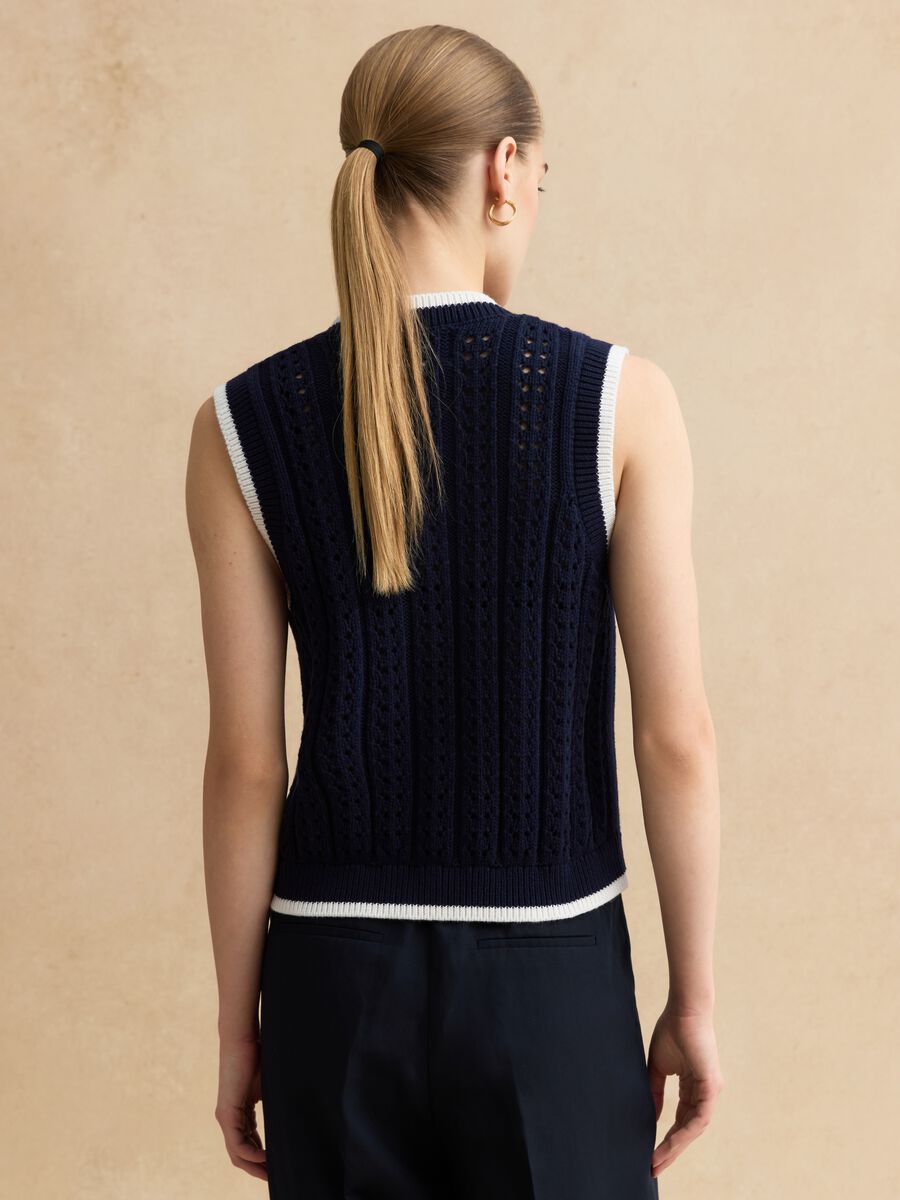 Regular Fit Weste aus reinem Baumwolle mit mehrfarbigem, gewebtem Design_2