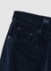 Pantaloni blu in cotone elasticizzato a coste slim fit_1