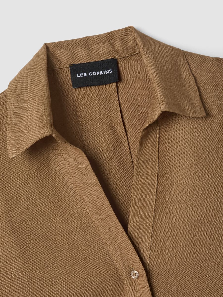 Brown linen and viscose-blend shirt_5