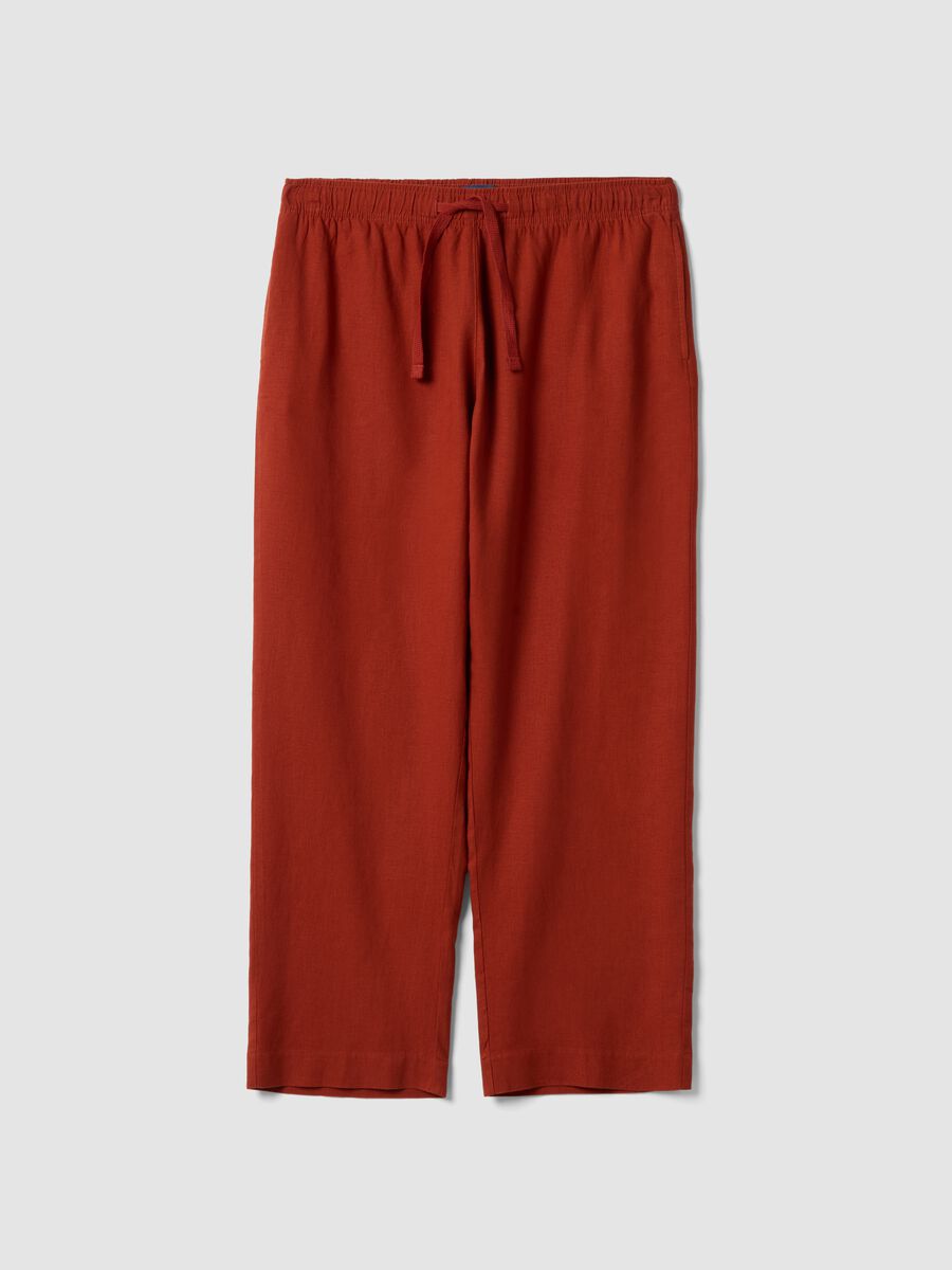 Regular Fit rote Leinen-Mischung Hose_4