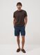 Blue linen and cotton blend cargo Bermuda shorts_0