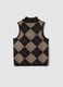 Gilet marrone in lana elasticizzata con colletto rialzato_2
