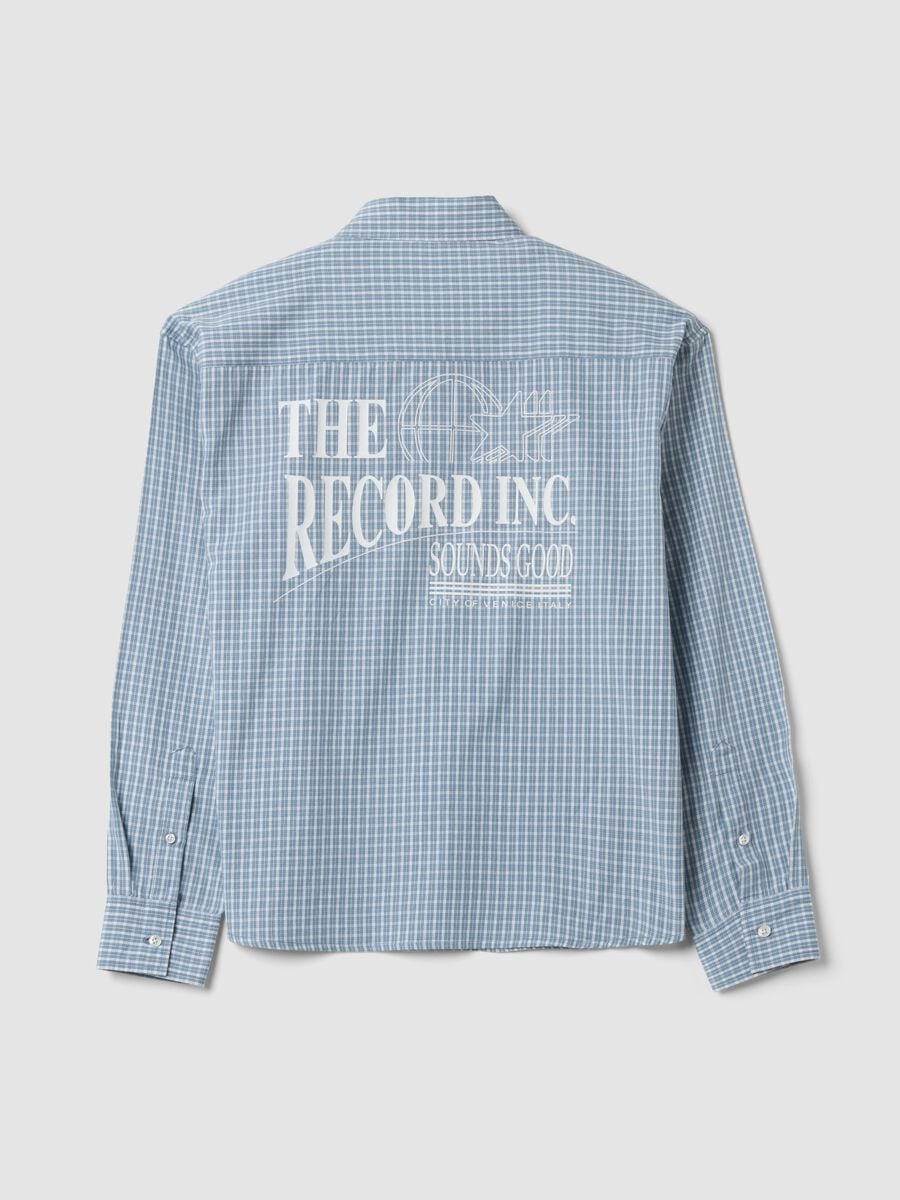 Blue checked pure cotton poplin shirt, cropped oversized fit_2