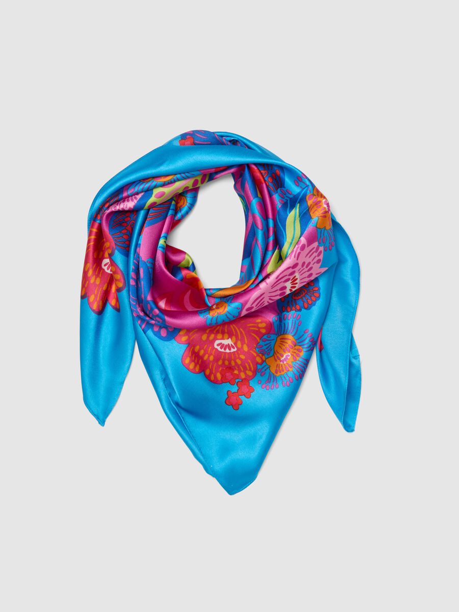 Lightweight Multicolour Scarf with Floral Print_0