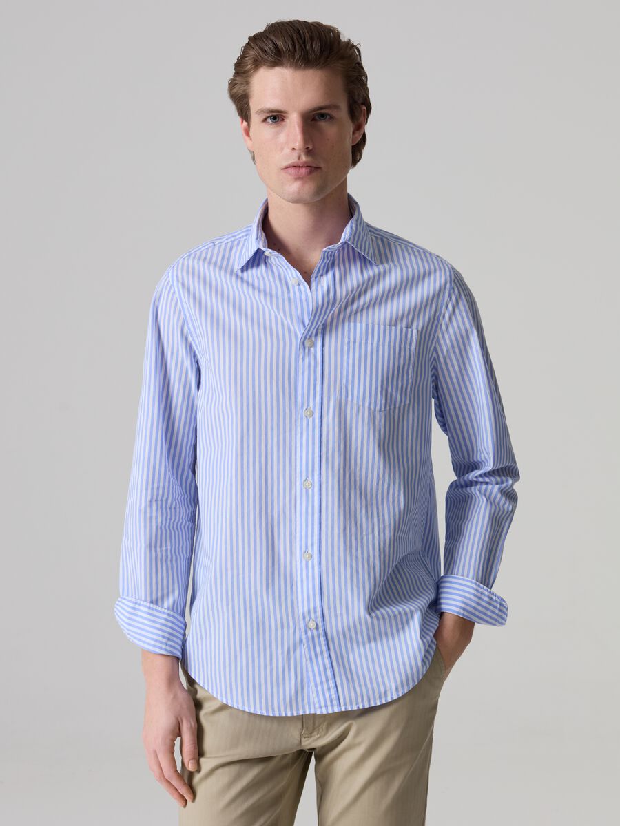 Poplin shirt with striped pattern_0