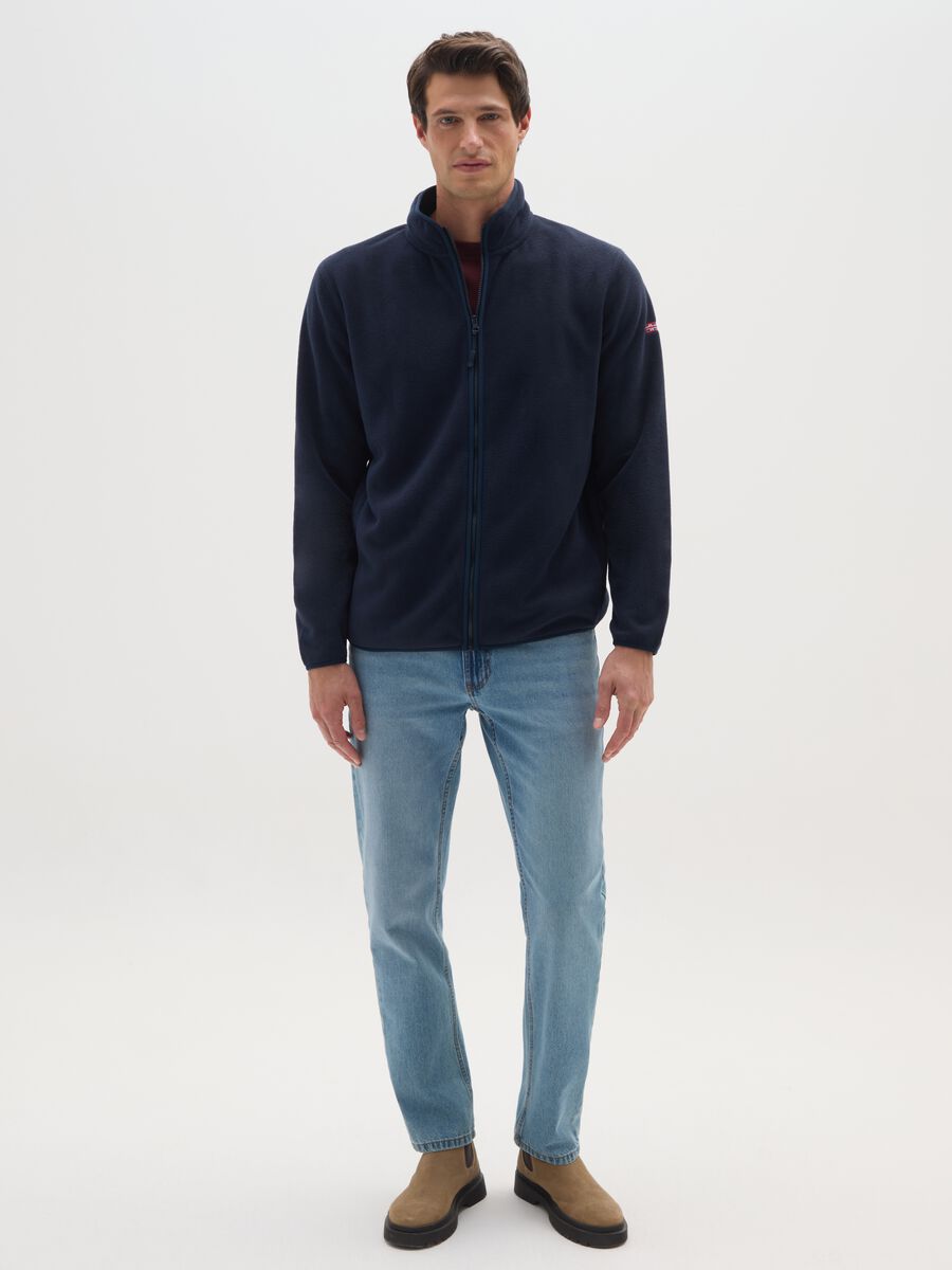 Blaue Fleecejacke mit Reißverschluss im Regular Fit_1