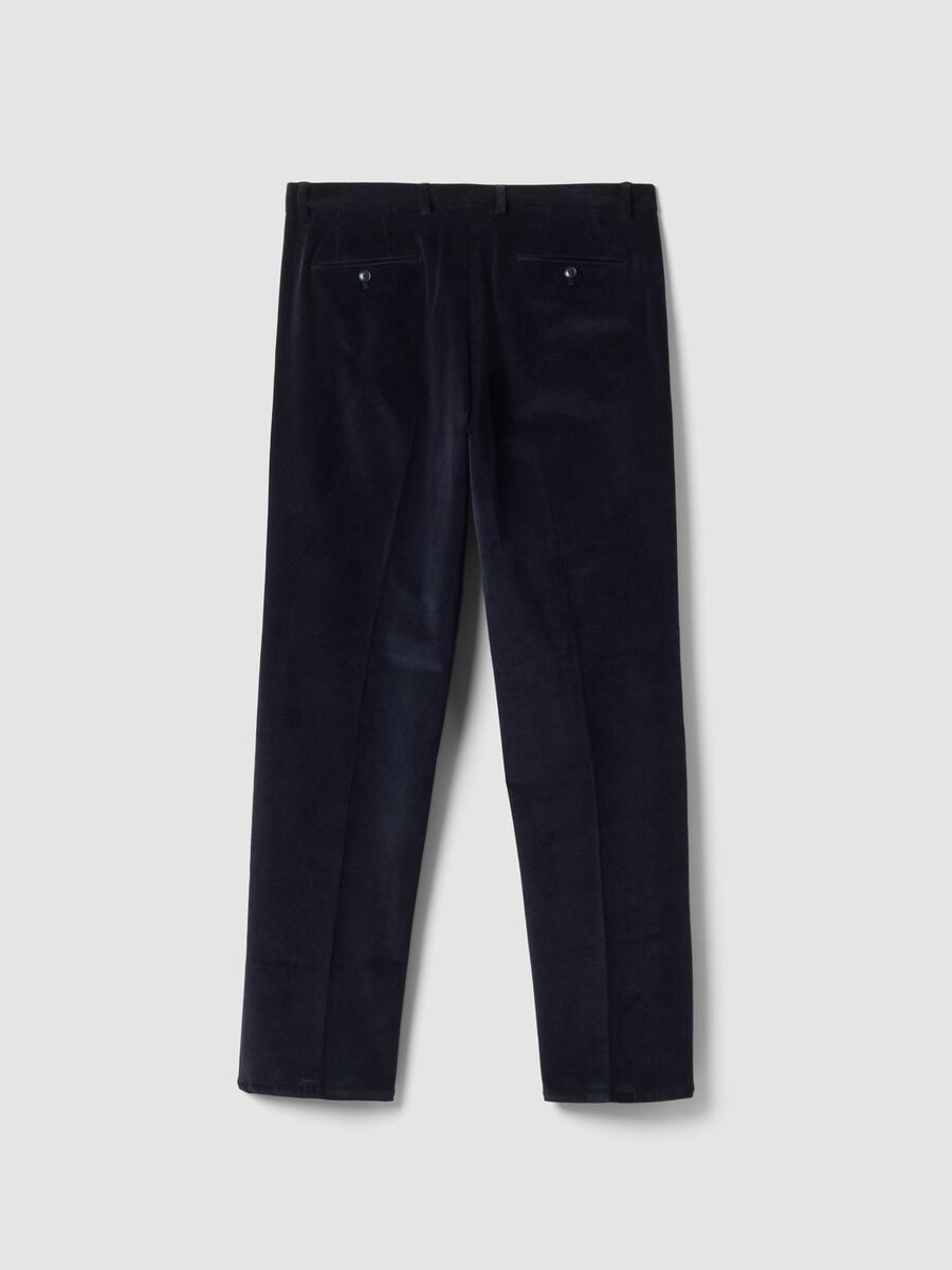 Pantaloni blu navy in cotone elasticizzato_2
