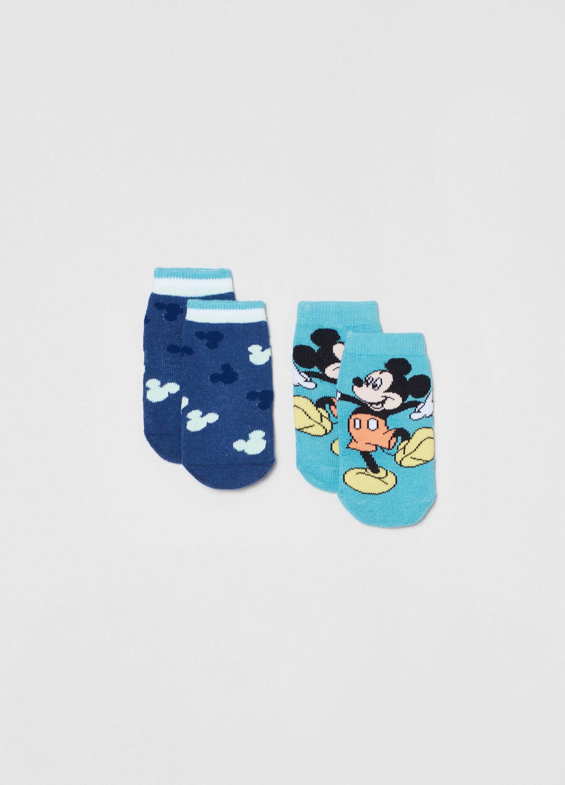 Two-pair pack slipper socks with Mickey Mouse design_0