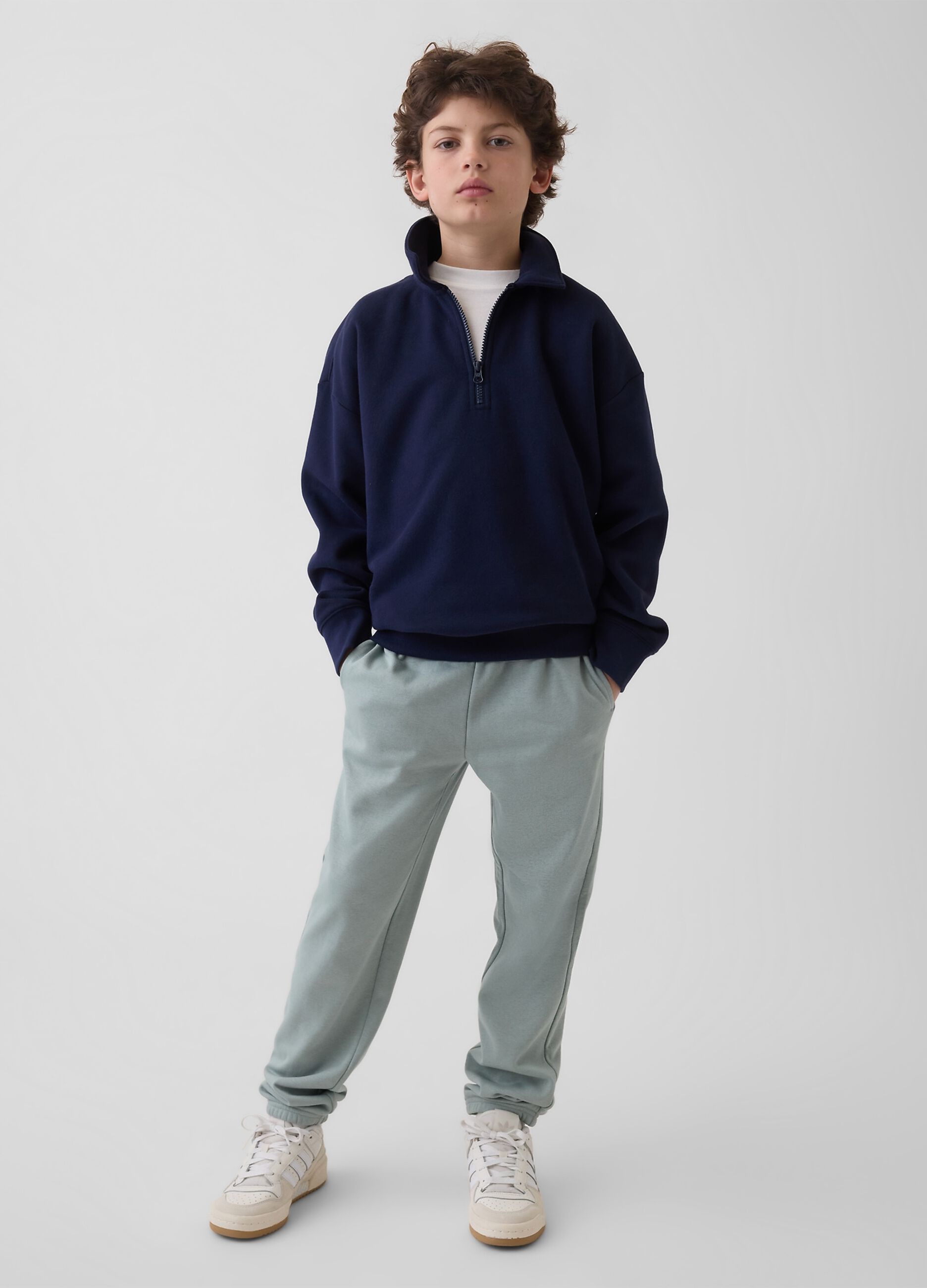 Boys' Green Cotton Blend Jogger Trousers Regular Fit