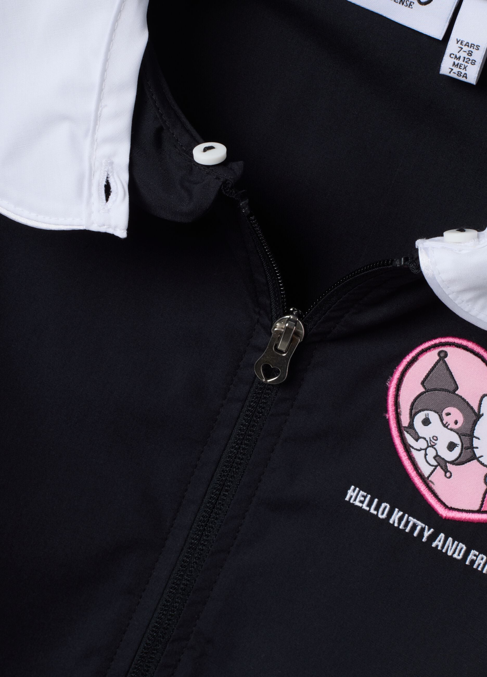 Black girls&rsquo; school pinafore with Hello Kitty embroidery