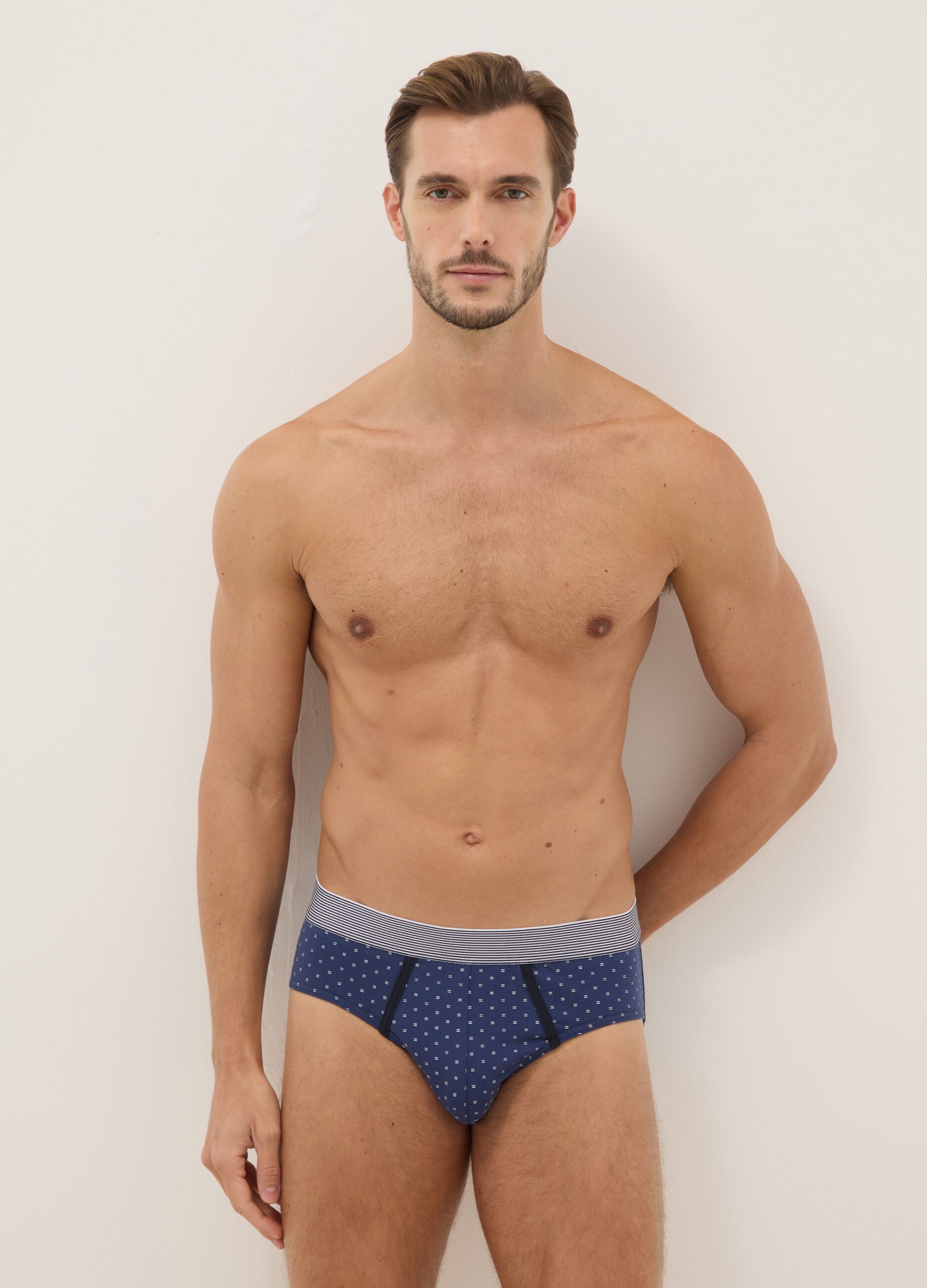 Multicolour regular fit stretch cotton three-pack briefs