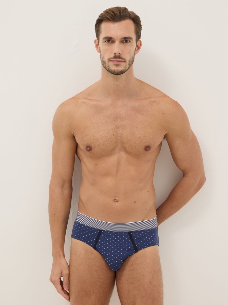 Multicolour regular fit stretch cotton three-pack briefs_0