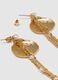 Gold shell-shaped earrings with dangling chains_2