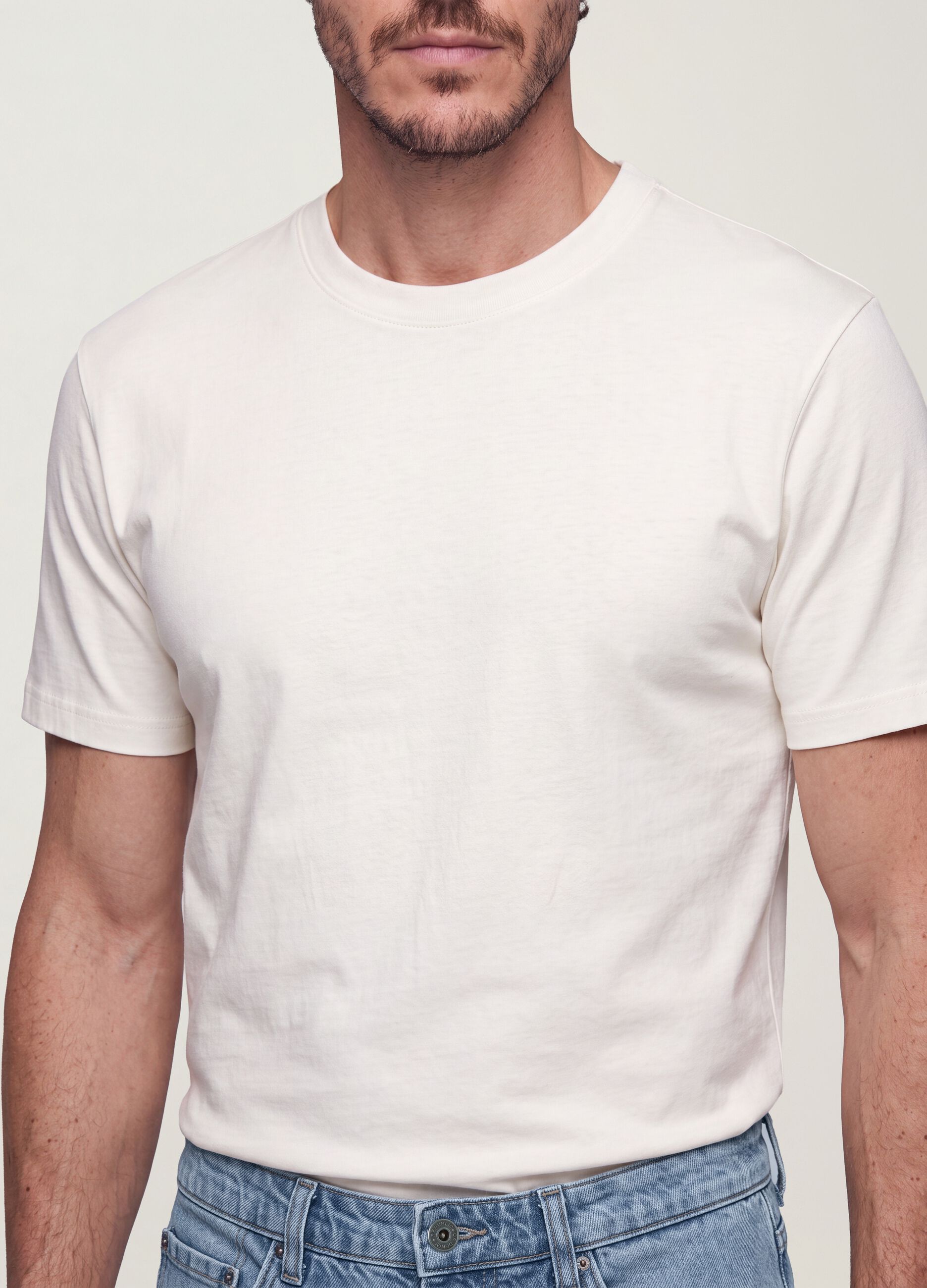 White pure cotton short-sleeve regular-fit T-shirt