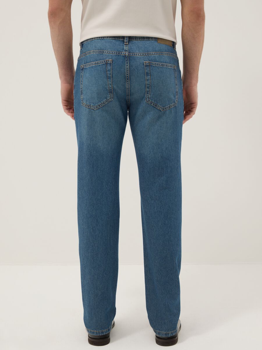 Regular fit blue denim jeans in pure cotton_2