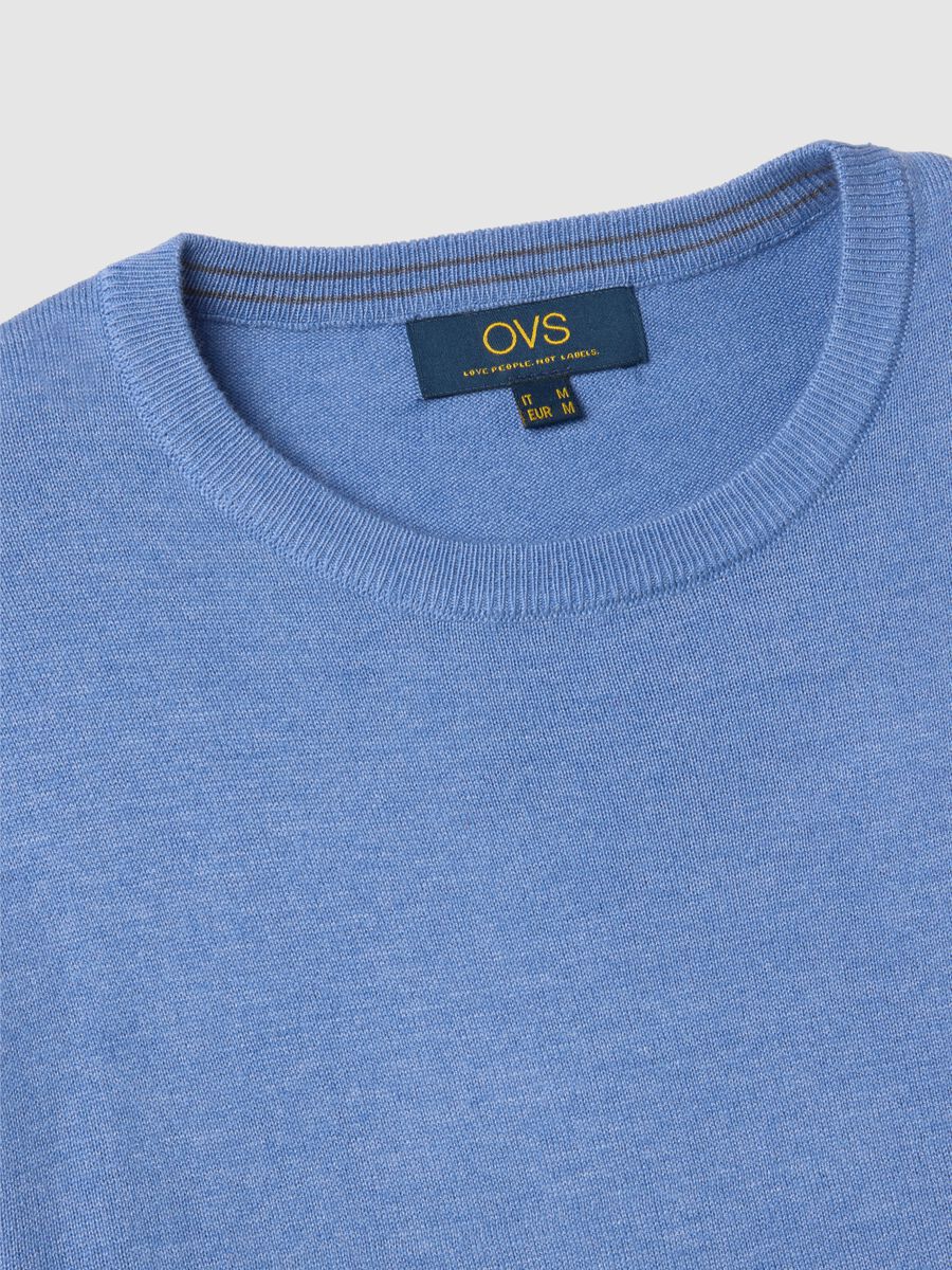 Azure crew neck pullover in regular fit cotton blend_5