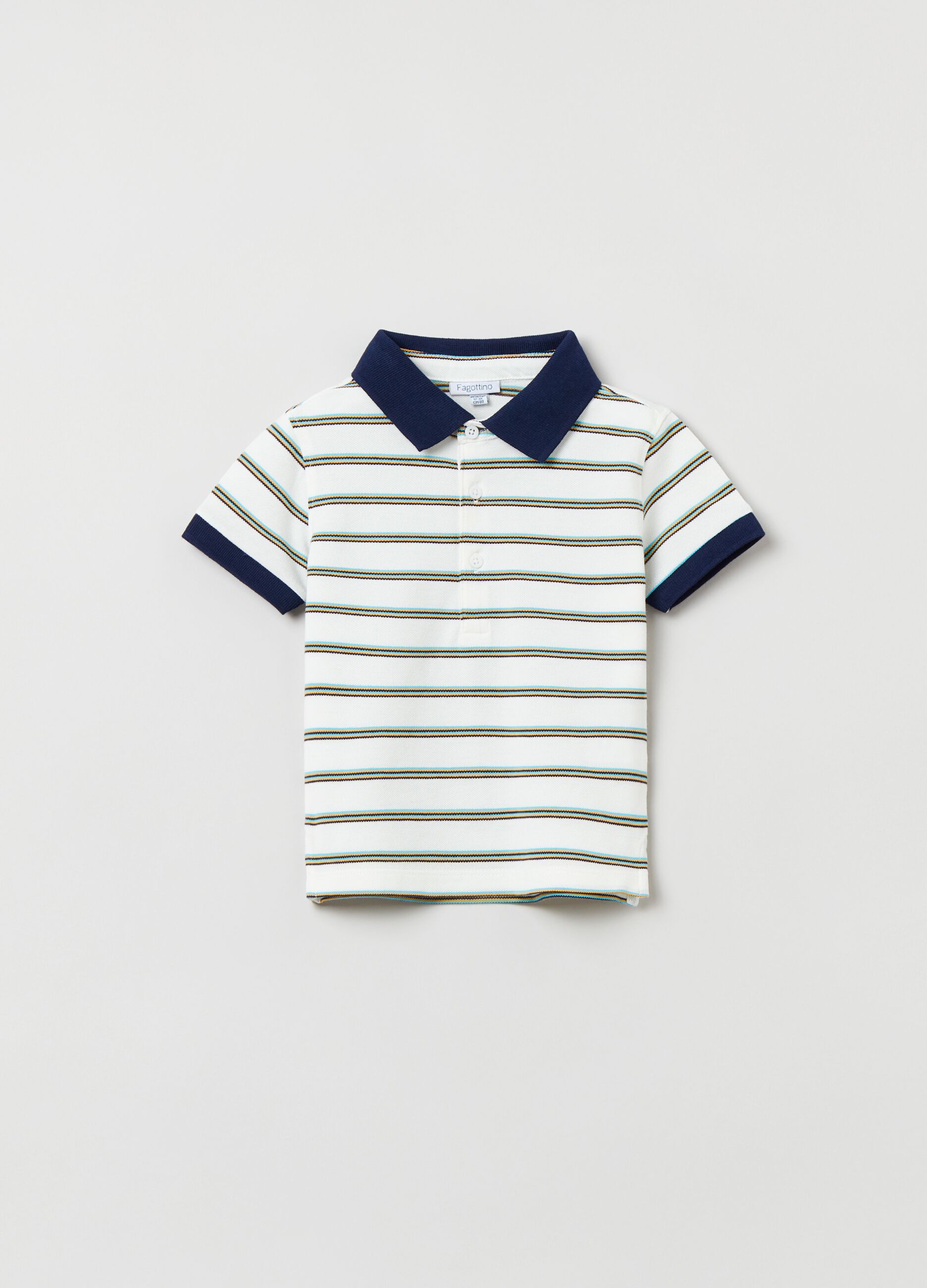 Striped stretch piquet polo shirt