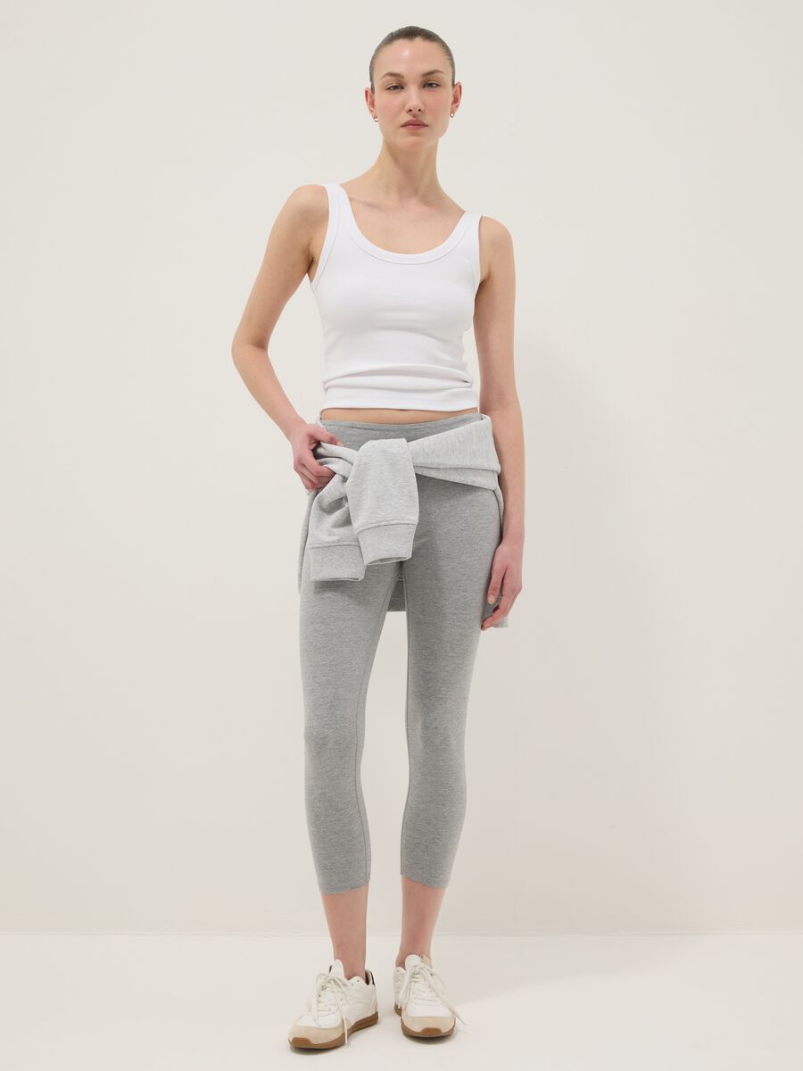 Graue Skinny-Fit Leggings aus Stretch-Baumwolle_1